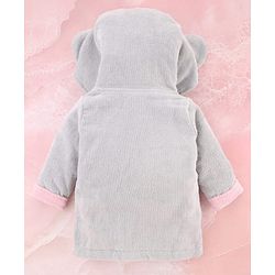 Babyhug Terry Woven Full Sleeves Elephant Hooded Bath Robe - Grey