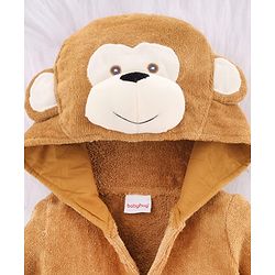 Babyhug Terry Woven Full Sleeves Elephant Hooded Bath Robe - Grey