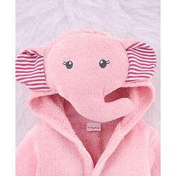 Babyhug Terry Woven Full Sleeves Elephant Hooded Bath Robe - Grey