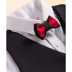 Babyhug Woven Full Sleeves Solid 3 Piece Party Suit With Bow - Black