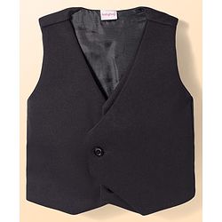 Babyhug Woven Full Sleeves Solid 3 Piece Party Suit With Bow - Black