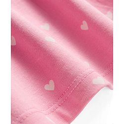 Babyhug Single Jersey Knit Half Sleeves Frock With Polka Dot Print & Bow Applique - Pink