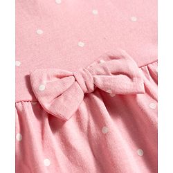 Babyhug Single Jersey Knit Half Sleeves Polka Dots Printed Frock  with Bow Applique - Pink