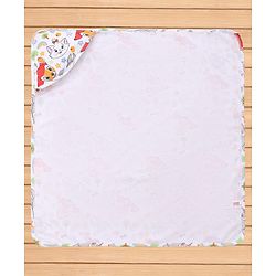 Babyhug Disney 100% Cotton Knit Hooded Towel With Disney Marie Graphics L 76 x B 76 cm - White