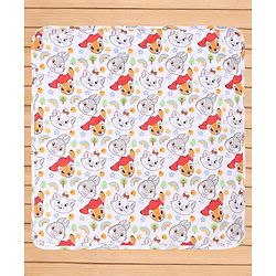 Babyhug Disney 100% Cotton Knit Hooded Towel With Disney Marie Graphics L 76 x B 76 cm - White