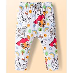 Babyhug Disney Interlock Knit Full Length Diaper Leggings with Marie Graphic Pack of 3 - Red Yellow & White