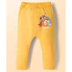 Babyhug Disney Interlock Knit Full Length Diaper Leggings with Marie Graphic Pack of 3 - Red Yellow & White