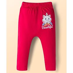 Babyhug Disney Interlock Knit Full Length Diaper Leggings with Marie Graphic Pack of 3 - Red Yellow & White