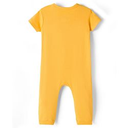 Babyhug Disney Interlock Knit Half Sleeves Romper With Marie Graphics - Yellow