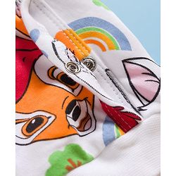 Babyhug Disney Interlock Knit Half Sleeves Romper With Marie Graphics - White