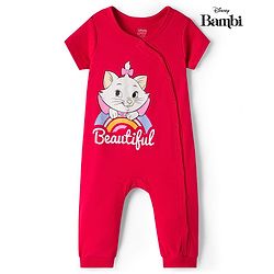 Babyhug Disney Interlock Knit Half Sleeves Romper With Marie Graphics - Red