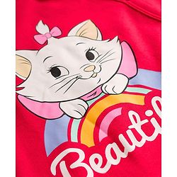 Babyhug Disney Interlock Knit Half Sleeves Romper With Marie Graphics - Red