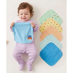 Babyhug Terry Knit Hand & Face Towel With Tiger Print Pack Of 6 L 24 x B 24 cm- Multicolour