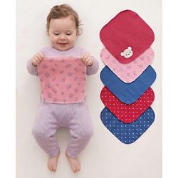Babyhug Terry Knit Hand & Face Towel With Polka Dot Print Pack Of 6 L 24 x B 24 cm - Multicolour