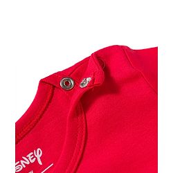 Babyhug Disney Interlock Knit Full Sleeves Onesie & Striped Bootie Legging Set with Winnie Graphic - Red