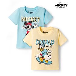 Babyhug Disney 100% Cotton Knit Half Sleeves T-Shirts With Mickey & Friends Graphic Pack of 2 - Multicolour