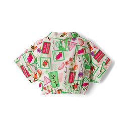 Babyhug Cotton Woven Half Sleeves Top & Lounge Pant Co-ord Set With Stamp Print - Multicolor