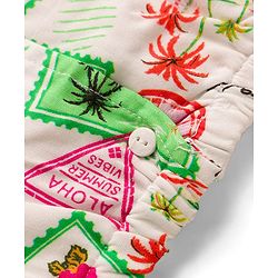 Babyhug Cotton Woven Half Sleeves Top & Lounge Pant Co-ord Set With Stamp Print - Multicolor