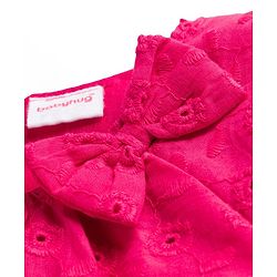 Babyhug Cotton Woven Half Sleeves Top & Mid Thigh Skirt Set - Fuchsia