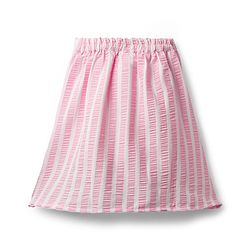 Babyhug Cotton Woven Half Sleeves Co-ords Top & Skirt Set with Stripes & Bow Applique - Pink