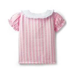 Babyhug Cotton Woven Half Sleeves Co-ords Top & Skirt Set with Stripes & Bow Applique - Pink