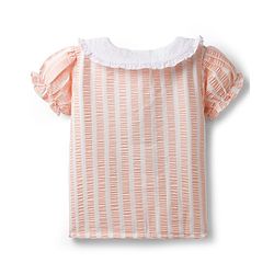 Babyhug Cotton Woven Half Sleeves Co-ords Top & Skirt Set with Stripes & Bow Applique - Orange