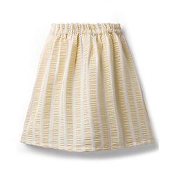 Babyhug Cotton Woven Half Sleeves Co-ords Top & Skirt Set with Stripes & Bow Applique - Yellow