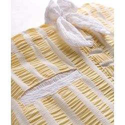 Babyhug Cotton Woven Half Sleeves Co-ords Top & Skirt Set with Stripes & Bow Applique - Yellow