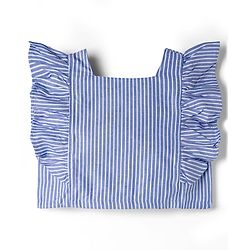 Babyhug Cotton Woven Frill Sleeves Striped Top & Lounge Pant Co-ord Set - Blue