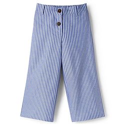 Babyhug Cotton Woven Frill Sleeves Striped Top & Lounge Pant Co-ord Set - Blue