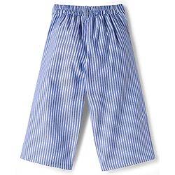 Babyhug Cotton Woven Frill Sleeves Striped Top & Lounge Pant Co-ord Set - Blue