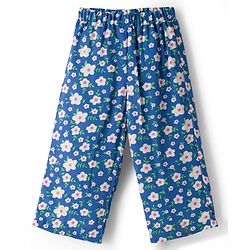 Babyhug Cotton Woven Half Sleeves Top & Lounge Pant Co-ord Set With Floral Print - Blue