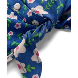 Babyhug Cotton Woven Half Sleeves Top & Lounge Pant Co-ord Set With Floral Print - Blue
