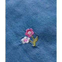 Babyhug Cotton Woven Half Sleeves Floral Embroidered Co-ord Top & Pant Set - Blue