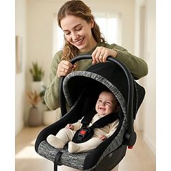 Babyhug Cloud Cradle 3-in-1 Baby Carry Cot  Black| Rocker & Baby Seat| Safety Harness| Adjustable Canopy| Lightweight Portable Design| Removable & Washable Cover| 015 Months