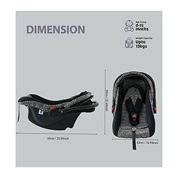 Babyhug Cloud Cradle 3-in-1 Baby Carry Cot  Black| Rocker & Baby Seat| Safety Harness| Adjustable Canopy| Lightweight Portable Design| Removable & Washable Cover| 015 Months