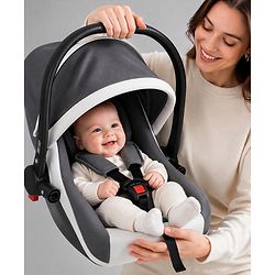 Babyhug Cloud Cradle 3-in-1 Baby Carry Cot  White Grey| Rocker & Baby Seat| Safety Harness| Adjustable Canopy| Lightweight Portable Design| Removable & Washable Cover| 015 Months
