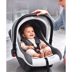 Babyhug Cloud Cradle 3-in-1 Baby Carry Cot  White Grey| Rocker & Baby Seat| Safety Harness| Adjustable Canopy| Lightweight Portable Design| Removable & Washable Cover| 015 Months