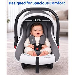 Babyhug Cloud Cradle 3-in-1 Baby Carry Cot  White Grey| Rocker & Baby Seat| Safety Harness| Adjustable Canopy| Lightweight Portable Design| Removable & Washable Cover| 015 Months