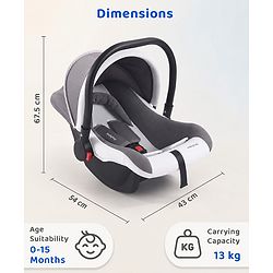 Babyhug Cloud Cradle 3-in-1 Baby Carry Cot  White Grey| Rocker & Baby Seat| Safety Harness| Adjustable Canopy| Lightweight Portable Design| Removable & Washable Cover| 015 Months