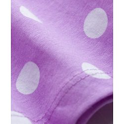 Babyhug Single Jersey Knit Half Sleeves Frock With Polka Dot Print & Bow Applique - Purple