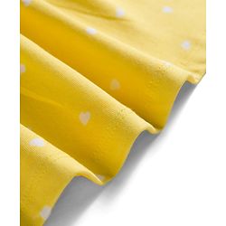 Babyhug 100% Cotton Knit Half Sleeves Hearts Printed Frock With Bow Applique- Yellow