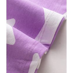 Babyhug Single Jersey Knit Half Sleeves Star Printed Frock with Bow Applique - White & Lilac