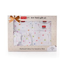 Babyhug 100% Cotton Baby Gift Set Pack of 9 - White