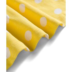 Babyhug Single Jersey Knit Half Sleeves Frock With Polka Dot Print & Bow Applique - Yellow
