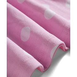 Babyhug 100% Cotton Knit Half Sleeves Polka Dots Printed Frock With Bow Applique - Pink