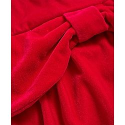 Babyhug Cotton Woven Full Sleeves Solid Color Frock with Headband & Bow Applique - Red