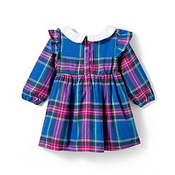 Babyhug Cotton Woven Full Sleeves Checks Frock With Bow Applique & Leggings - Blue