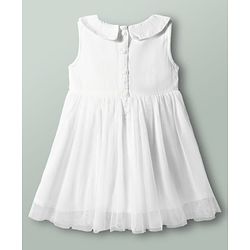 Babyhug 100% Cotton Woven Sleeveless Embroidered Frock With Headband - White