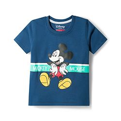 Babyhug Disney Single Jersey Knit Half Sleeves T-Shirt & Shorts Night Suit With Mickey Mouse Graphics - Navy Blue